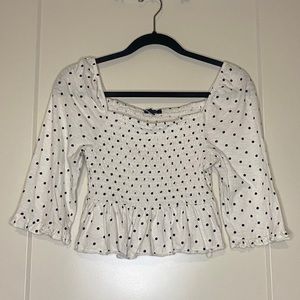 American Eagle polka dot long sleeve crop top